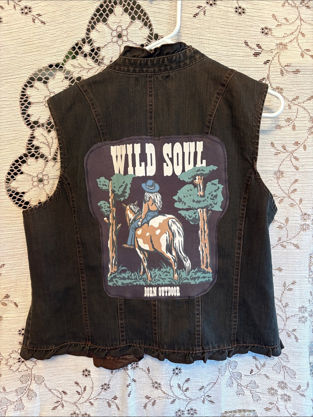 up cycled western , coastal cowgirl denim vest